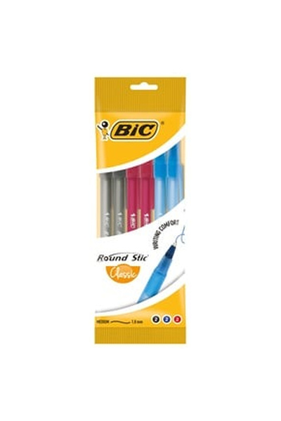 OEM Комплект кръгли химикалки BIC, сини, червени, черни, 3 цвята, 1.0 мм - 6 бр.