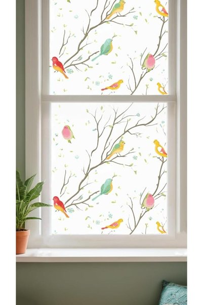 Sweet seven Window Privacy Film - Decorative Stained Glass Style, Non-Adhesiv...