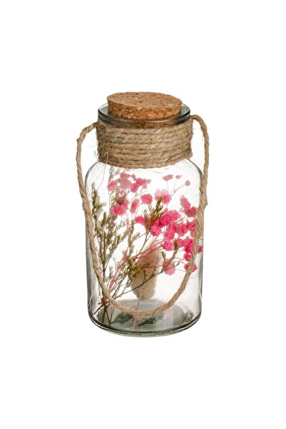 OEM Sticlă decorativă Ø7x13,8 cm cu flori uscate, dop de plută și mâner din s...
