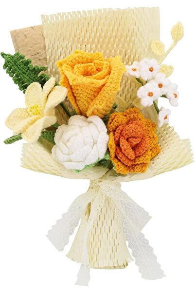 KASTWAVE Crochet Flowers Crochet Bouquet Handmade Crochet Rose Bell Orchid Su...