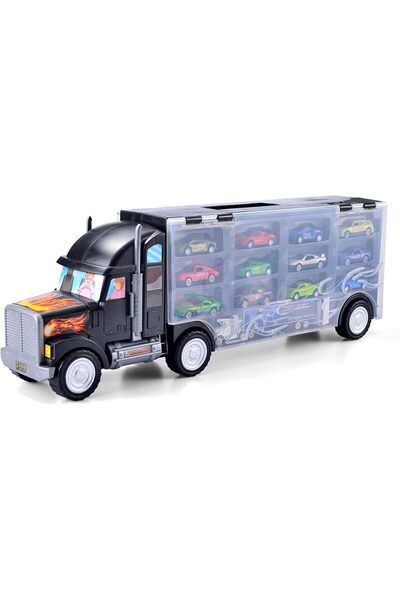 JOYIN 22 Heavy Duty Transport Car Carrier Truck Toy with 5 Pull back Metal Ca...