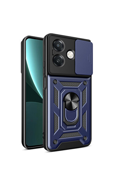 Oppo A3x Kılıf Sürgülü Kamera Koruyucu Manyetik Standlı Tank Koruma Butam
