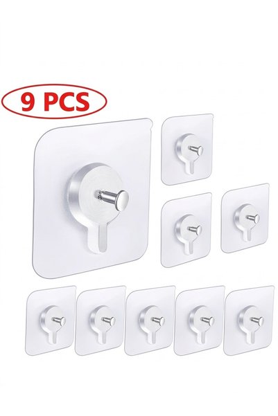 Generic Brand 9 Pieces, Self-Adhesive Screws, Wall Hook, Transparent Sticker,...