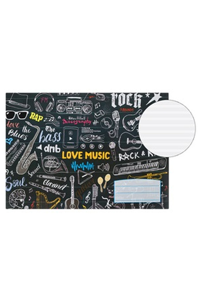 OEM Музикален тефтер с черна корица, 24 листа, 16.7X23.7см