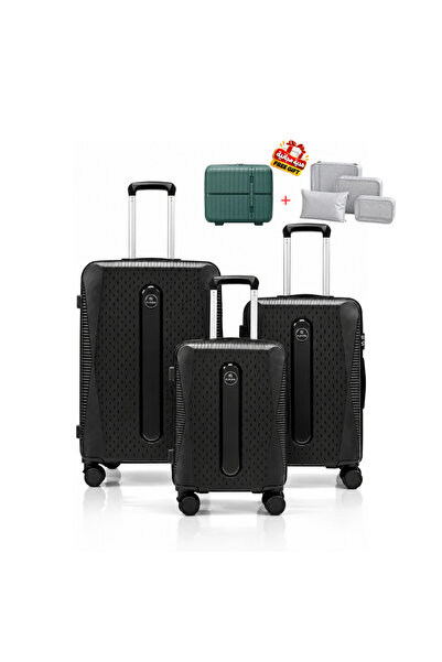 Flieger Luggage مجموعة حقائب سفر FLIEGER من مادة سيليكون ضد الكسر متينة، 3 قط...