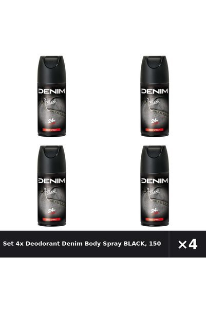 Denim Set 4x Deodorant Spray Corporal NEGRU, 150 ml