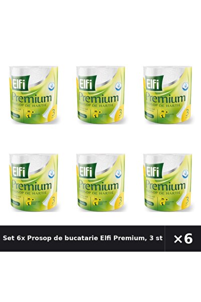 Elfi Set 6x Prosop de bucatarie Premium, 3 straturi, 1 rola, 300 foi