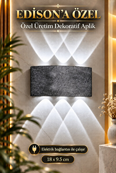 Aplik Antrasit Gri Desenli LED Duvar Lambası Beyaz Işık 220V Elektrikli 10W 700 Lümen Dekoratif Duvar Aydınlatması Modern Salon Yatak Odası Koridor Antre TV Ünitesi Balkon Apliği