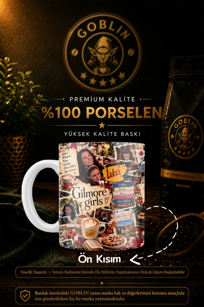 Goblin Gilmore Girls Baskılı Porselen Kupa Bardak - Dizi Temalı Hediyelik Çay...