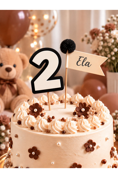 aloha concept 1-9 Years Old Number Cake Decoration with Writable Name and Fla...