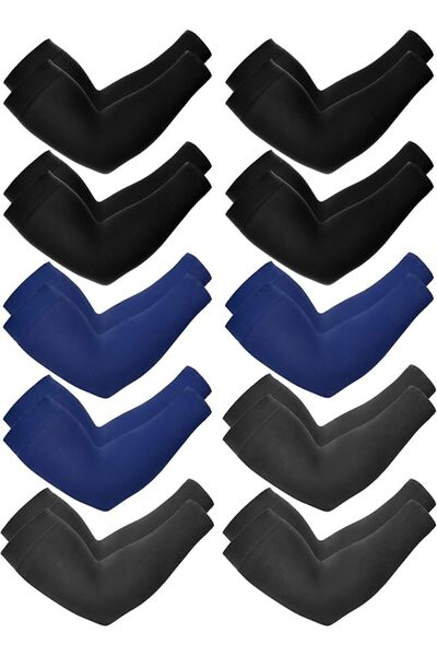 Boao 10 Pairs UV Sun Protection Arm Sleeve for Men Women Work Cooling Compres...