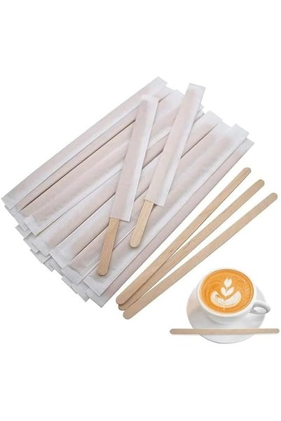 Generic Wooden Coffee Stirrer Individually Wrapped Disposable Coffee Beverage...