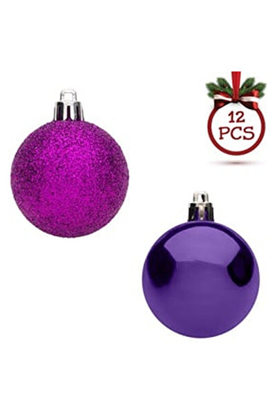 OEM Set of Purple Glitter Christmas Baubles Ø7cm - 12pcs