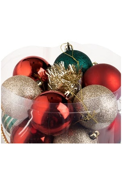 OEM Set of Red Green Gold Matte Shiny Christmas Baubles with Glitter Ø7cm - 3...