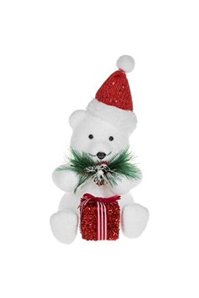 OEM Figurina Decorativa de Craciun Ursulet din Spuma cu Caciula Rosie & Cadou...