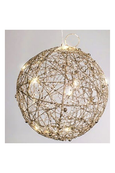 OEM Glob Decorativ de Craciun cu Tinsel Sampaniu & 20 de Becuri LED Ø20cm