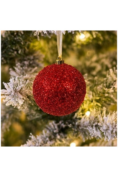 OEM Christmas Tree Ornament Red Globe with Tonsel Ø10cm