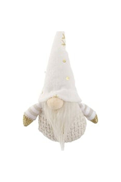 OEM Ornament Brad de Craciun Gnome Alb cu Fulgi din Folie 15cm
