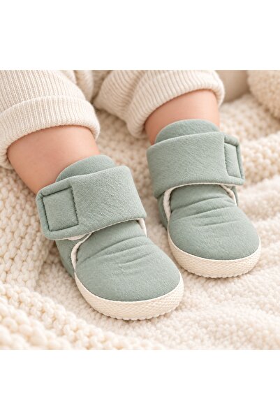 Pure Boutique Cizmulite bebe vernil din bumbac captusite cu arici si talpa moale
