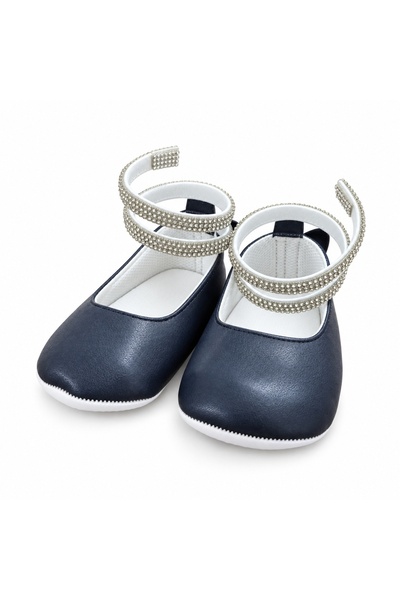 Pure Boutique Balerini bebe fetite bleumarin cu barete stralucitoare, elegant...