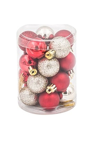 OEM Set Globuri de Craciun Rosii Bej Glitter Ø3cm - 20buc
