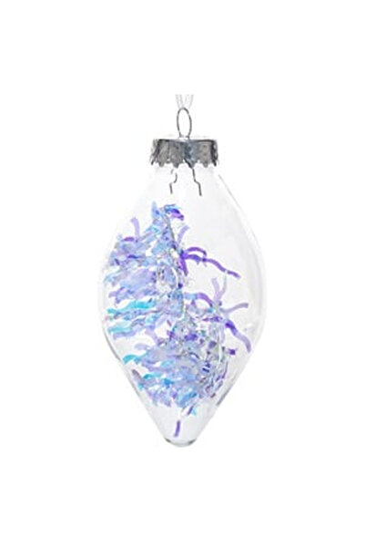 OEM Ornament Brad de Craciun Glob Turture Transparent cu Beteala Irizata 8cm