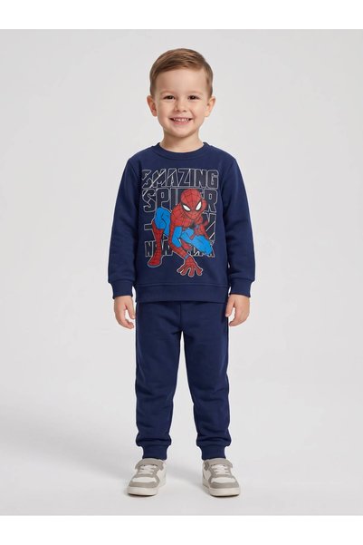 4GEN Örümcek Adam Baskılı Erkek Çocuk Üç İplik Şardonlu Spor Sweatshirt Eşofm...