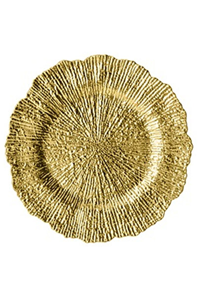 OEM Decorative Round Gold Plate with Plastic Pattern Ø32.5cm