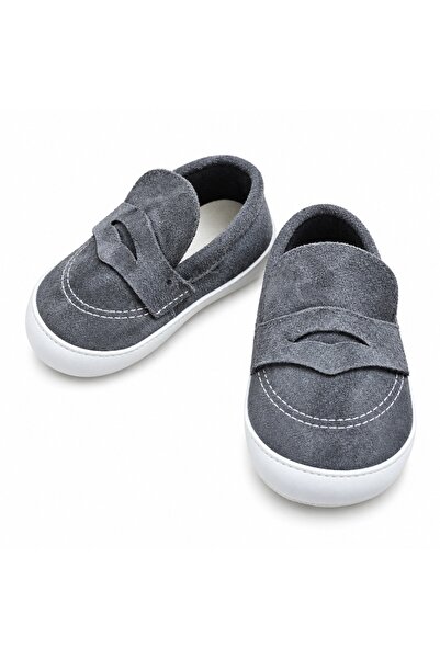 Pure Boutique Mocasini bebe baieti gri, pantofiori eleganti cu talpa moale