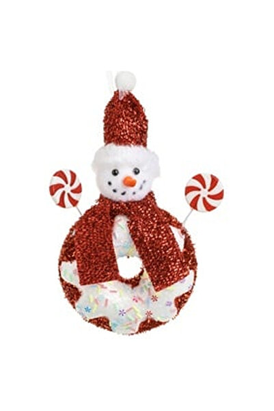 OEM Ornament de Brad de Craciun Om de Zapada Donut Rosu Alb & Beteala 12x22cm