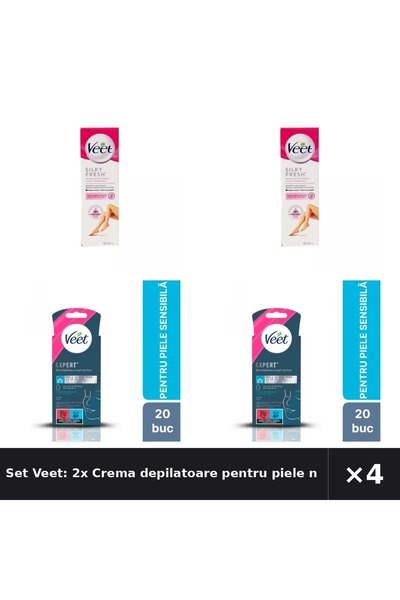 Veet Set Veet: 2x Crema depilatoare pentru piele normala, 100 +1