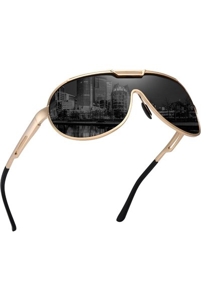 GENERAL PANNER Oversized Retro Aviator Sunglasses for Men Al-Mg Metal Frame U...