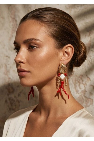 Halley Concept Coral Garden Earrings – Red 9.5X2 cm