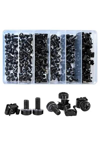 GENERAL 100Sets/200Pcs M5 M6 Cage Nuts Screws and Washers Set Black
