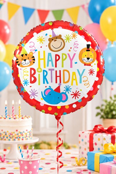 Atölye Mi Round Circus Theme Foil Balloon 18Inch