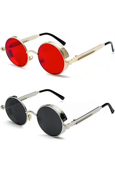 ProudDemon Retro Gothic Steampunk Sunglasses for Women Men Round Lens Metal F...
