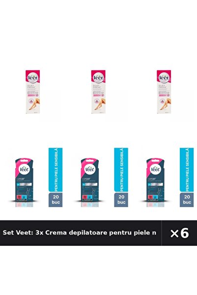 Veet Set Veet: 3x Crema depilatoare pentru piele normala, 100 +1