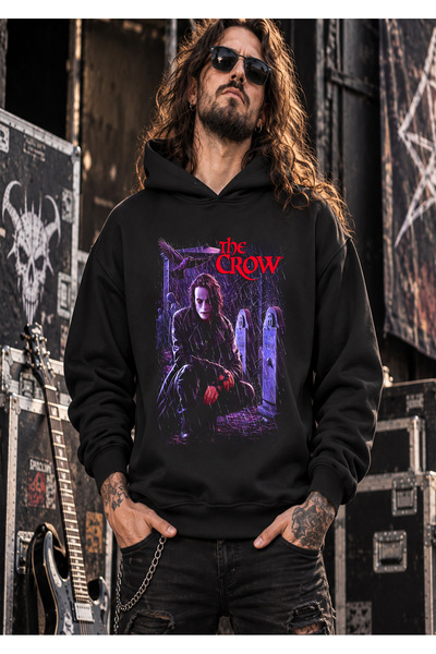 BUTSHIRT ‘The Crow‘ Baskılı Unisex Kapüşonlu DAR Kesim Sweatshirt