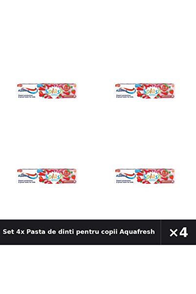 Aquafresh Set 4x Pasta de dinti pentru copii Splash, 3-8 ani, 50 ml