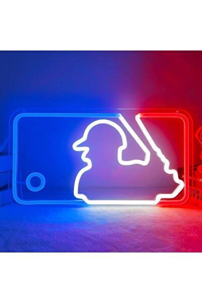 GENERAL لافتات نيون على شكل كرة البيسبول، لافتات مضيئة للجدار، لافتات LED قاب...