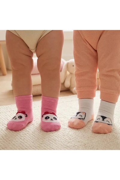 Midimax İkili Çift Çorap, Kaymaz Tabanlı, Figürlü, Bebek ve Çocuk, Sevimli Ço...