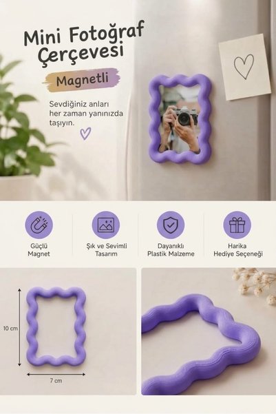 Go İthalat Mini Fotoğraf Çerçevesı Magnetli 10x7 cm - 3D Baskı Buzdolabı Magn...