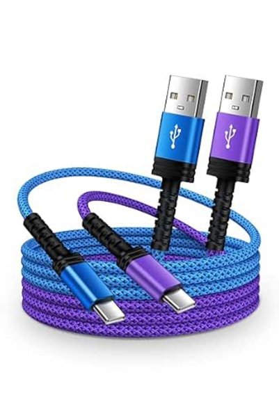 AILKIN كابل USB-C إلى USB-C بقوة 60 واط، عبوة من قطعتين/طول 2.7 متر، سلك شحن ...