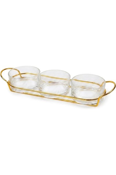 Cuisine Art 4 Pcs Dessert Set, Serving Set, Partyware Set In Color Box - Gold