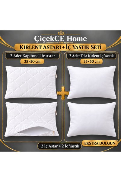 Çiçekce Home evinize renk katar Kırlent içi kapitoneli astarı ve 2 adet iç ya...