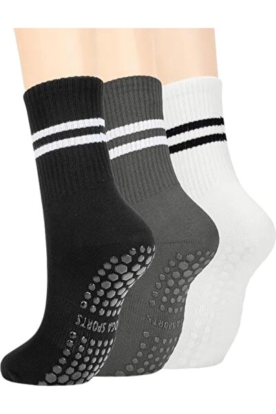 Generic 3 Pair Sticky Grip Pilates/Yoga Socks for Women Non-Slip Reformer, Ba...