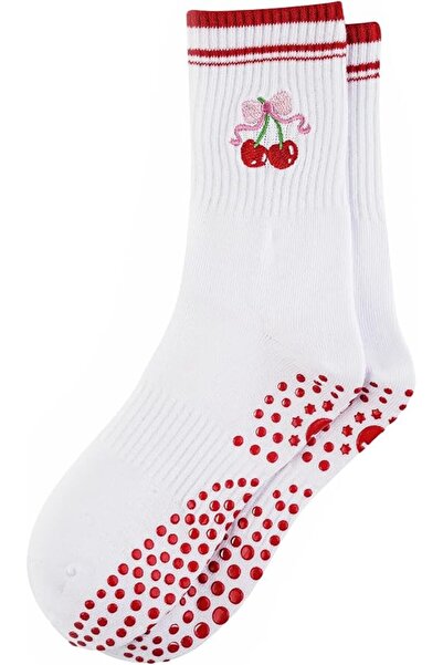 GENERAL floconssy Pilates Socks for Women, Grip Yoga Crew Embroidery Cute Soc...