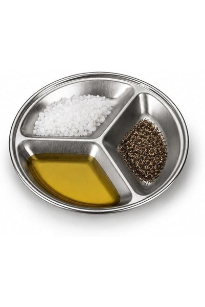 Sweet seven Stainless Steel Sauce Dish, Three-Compartment Round Serving Tray,...