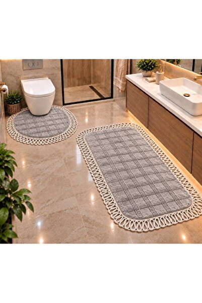 Öz-Tex Home Peluş Banyo Paspası Takımı 2’li Premium Kaymaz Taban 110x70 & 70x55
