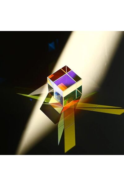 EXCEFORE مكعب زجاجي بلوري K9 - 15 × 15 مم، مكعب بصري زجاجي لتشتيت الألوان RGB...